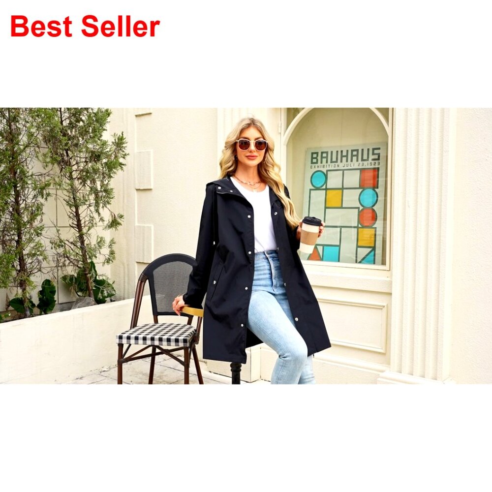 Long Packable Rain Jacket Waterproof Lightweight … - image 7